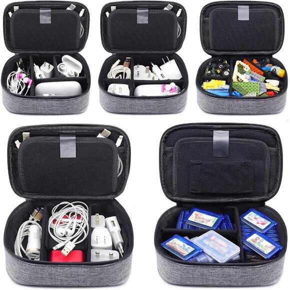 Travel Electronics Organizer Small Carrying Case for Cables Phone Chargers USB P - Picture 4 of 9